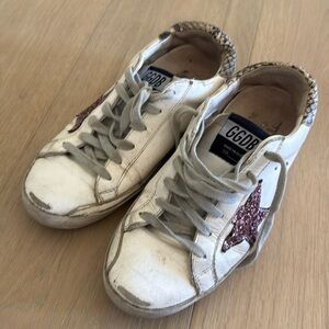 Golden Goose sneakers authentic pink glitter star with snakeskin sz 35/5